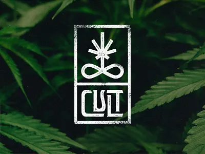 Cult Cannabis Co. stamp alchemy bradning cannabis cult graphic design infinity label leaf logo logo design marihuana mystic occult patch stamp sticker