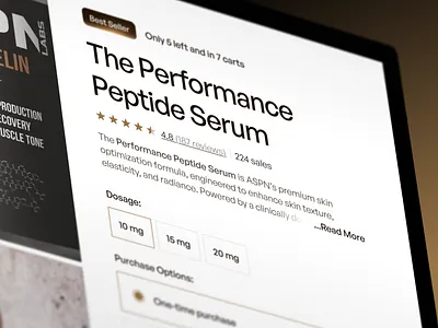 Peptide Product Page UI/UX Design | Masterly ecommerce ui healthtech peptide store peptides product page shopify design shopify development ui design ux ui wellness website