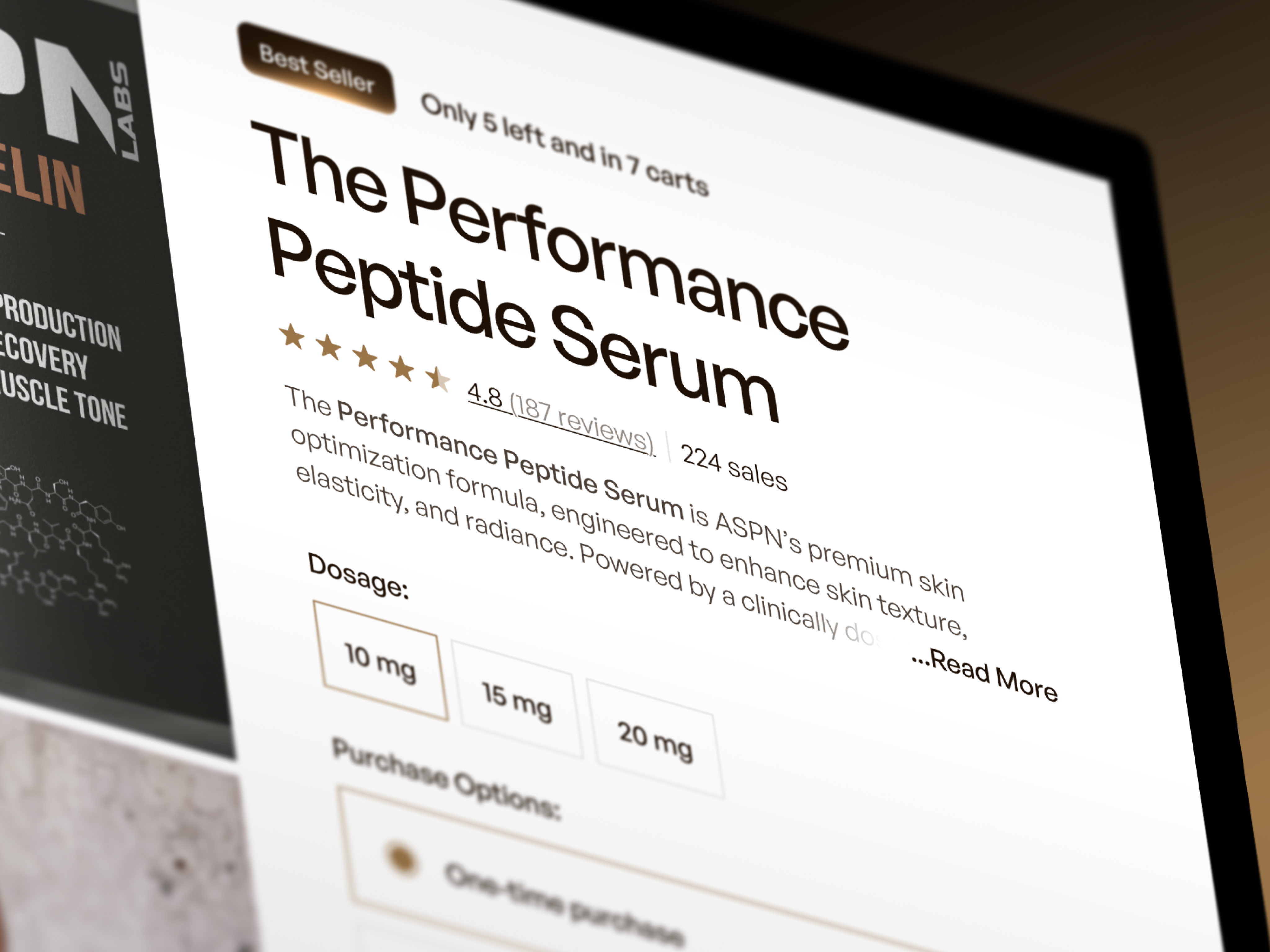 Example of Peptide Product Page UI/UX Design | Masterly