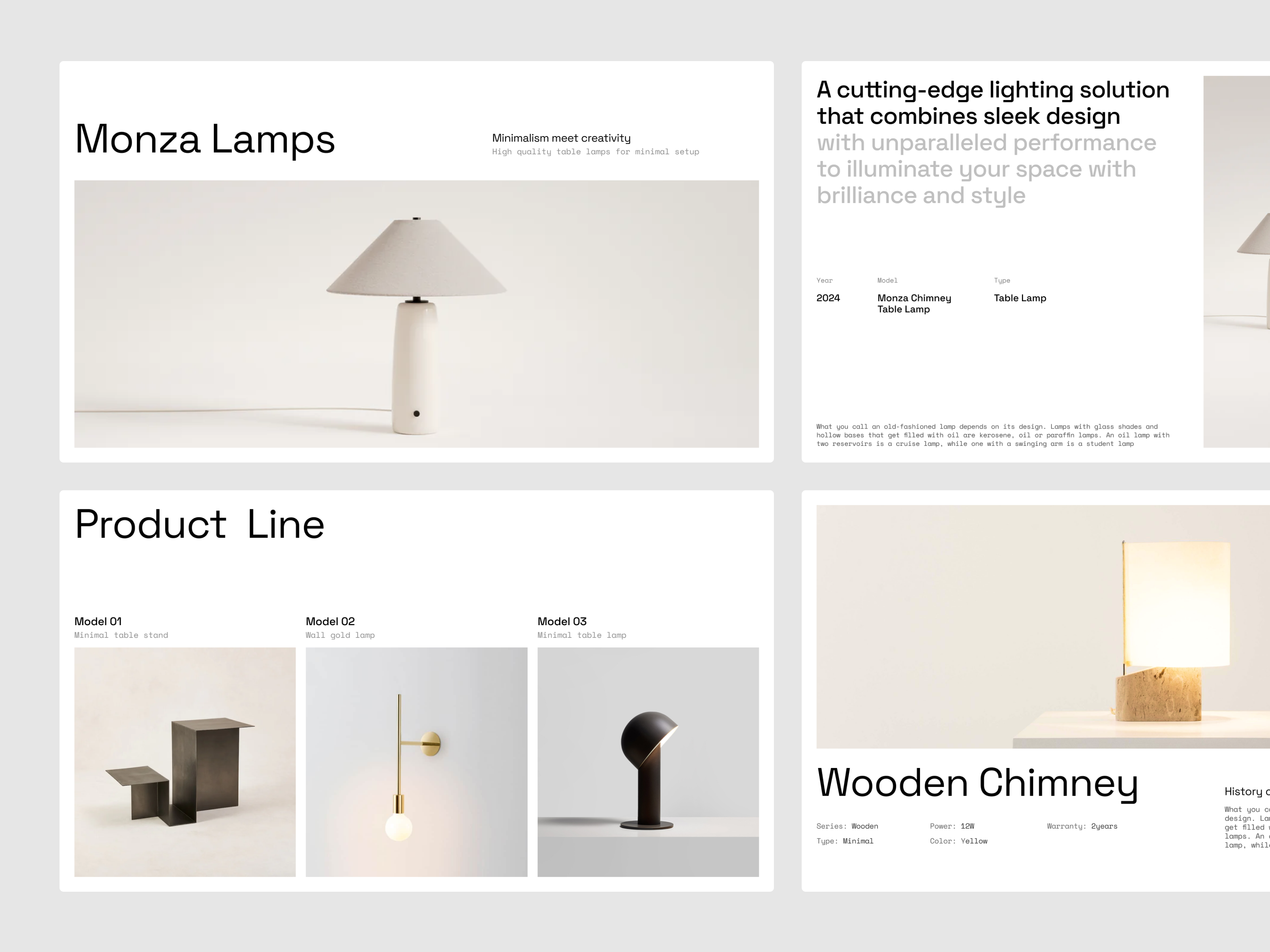 Minimal Lamps - Product Presentation apple keynote event event presentation figma slide google slides investor deck investors keynote marketing minimal pitch deck powerpoint ppt presentation design product redesign sales deck swiss swiss design usa