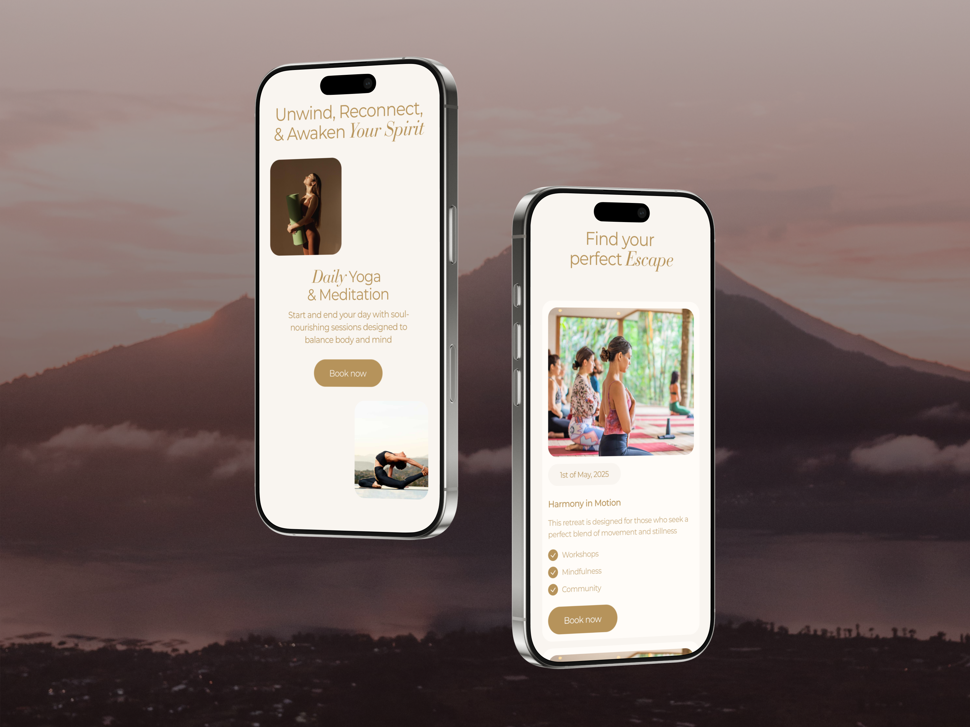 Yogi Times | Wellness & Yoga Retreat Mobile UI ai b2b figma framer landing page redesign responsive design saas startup ui ux webdesign webflow website website design wordpress