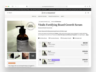 The Gentleman’s Beard — Product Page Redesign interface product service startup ui ux web