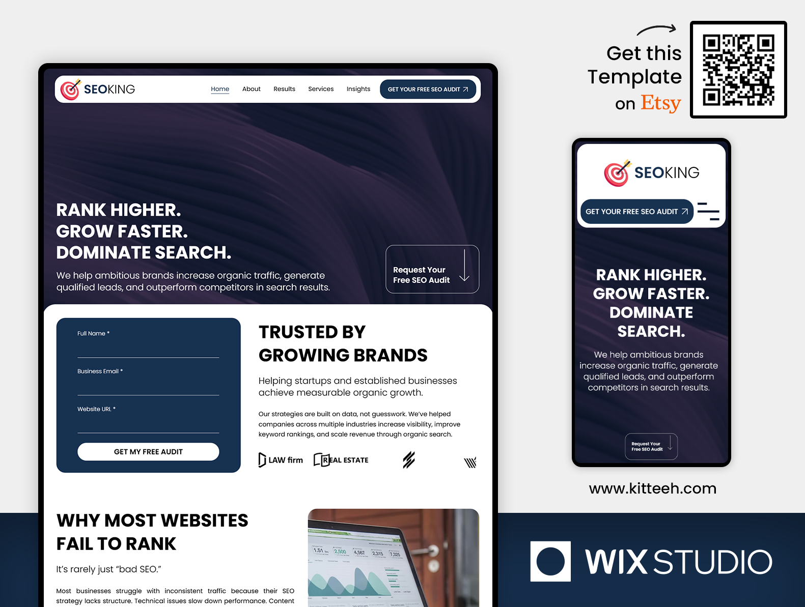 SEO Agency Wix Studio Website Template agency website b2b marketing clean design content marketing data visualization digital marketing digital strategy google ranking growth hacking marketing agency marketing dashboard modern ui professional services search analytics search engine optimization seo agency seo strategy tech seo web performance website audit