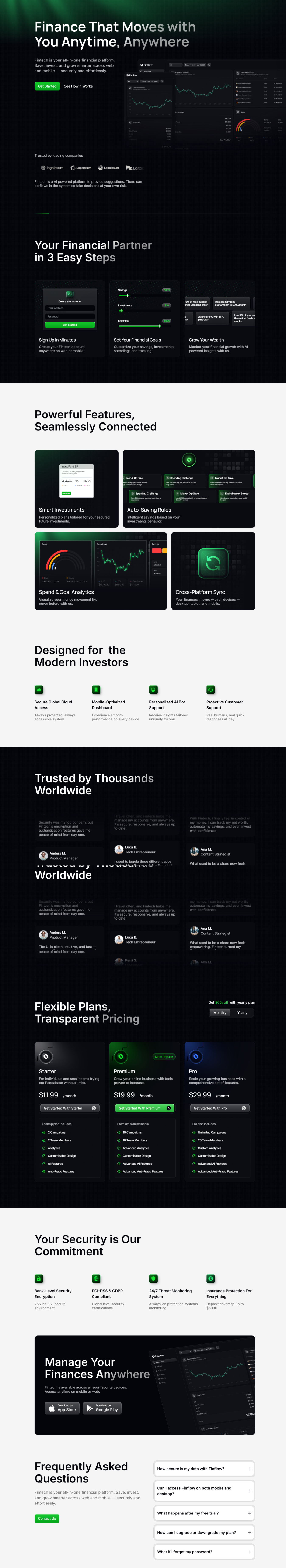 Fintech B2B SaaS Landing Page b2b branding clean web ui design design portfolio project design system figma figma ui design fintech landing page modern saas saas ui