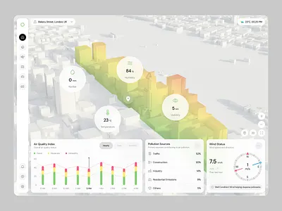 Airy - Air Quality Monitoring Dashboard air air quality analytics card clean dashboard data visualization datavisualization design minimalist monitoring monitoring app telemetry tracking transmission ui uiux ux web web design