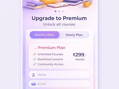 Language Learning App – Subscription UI Design dailyui edutech figma gradient learningapp modernui ui