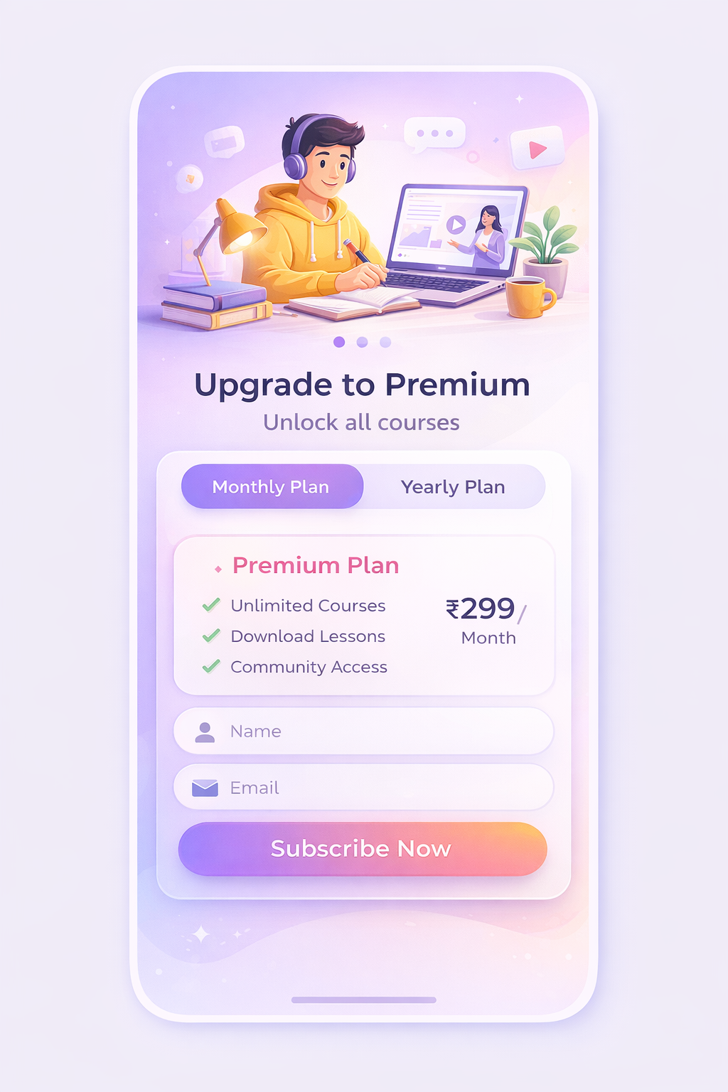 Language Learning App – Subscription UI Design