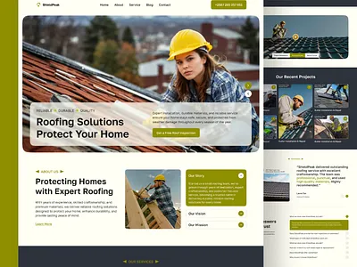 Roofing Serice Landing Page cleanui construction digitaldesign interface landingpage minimal design minimaldesign roofing roofing landingpage roofing website servicewebsite uidesign user interface uxdesign webdesign