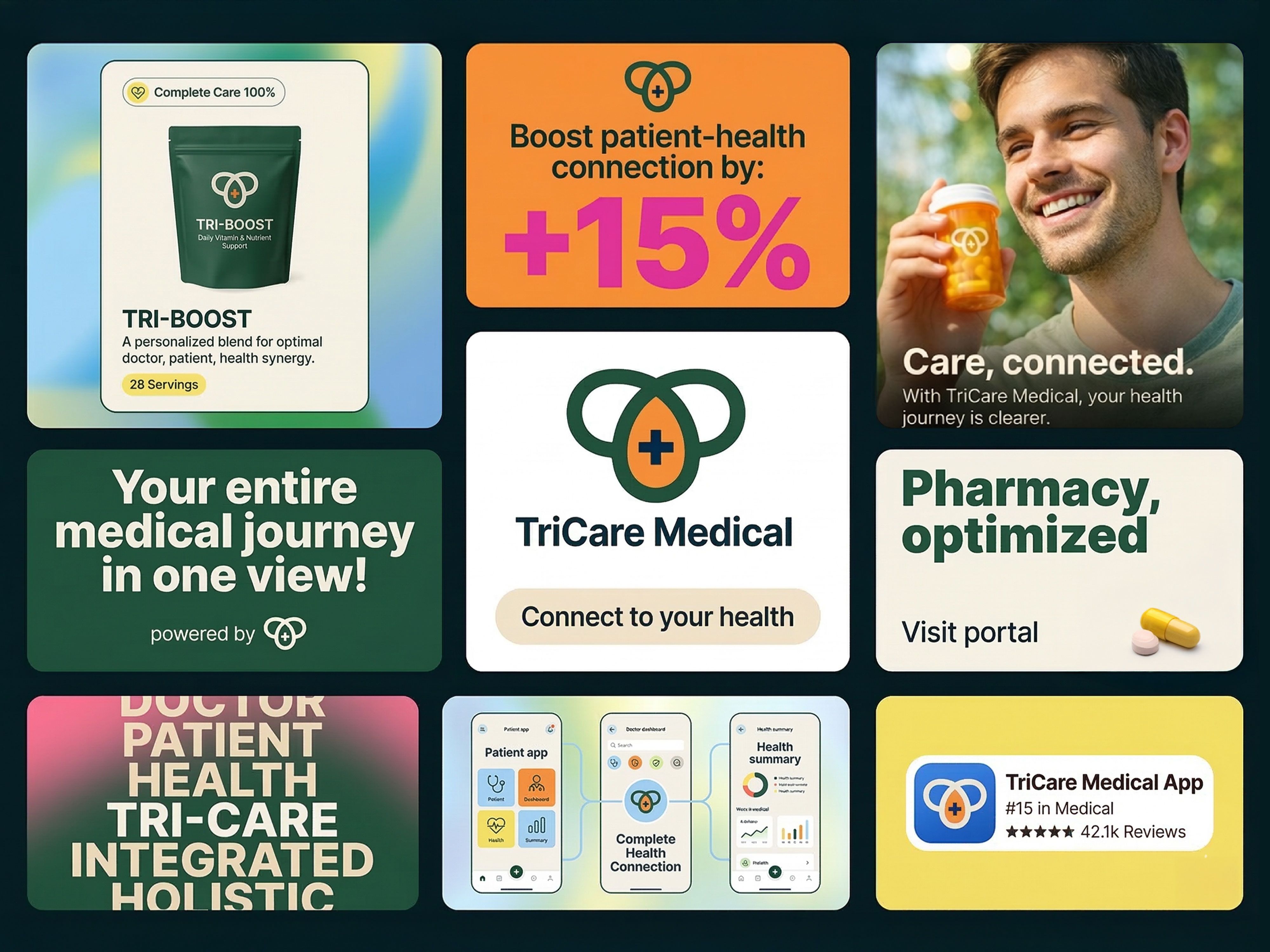 TriCare Branding Project digital health platform branding health tech brand identity healthcare app ui branding healthcare brand identity healthcare branding healthcare design system healthcare ecosystem branding healthcare logo design healthcare service design healthcare startup branding integrated healthcare branding medical app branding medical brand case study medical cross logo design medical product branding medical technology platform modern medical logo patient doctor connection pharmacy platform branding