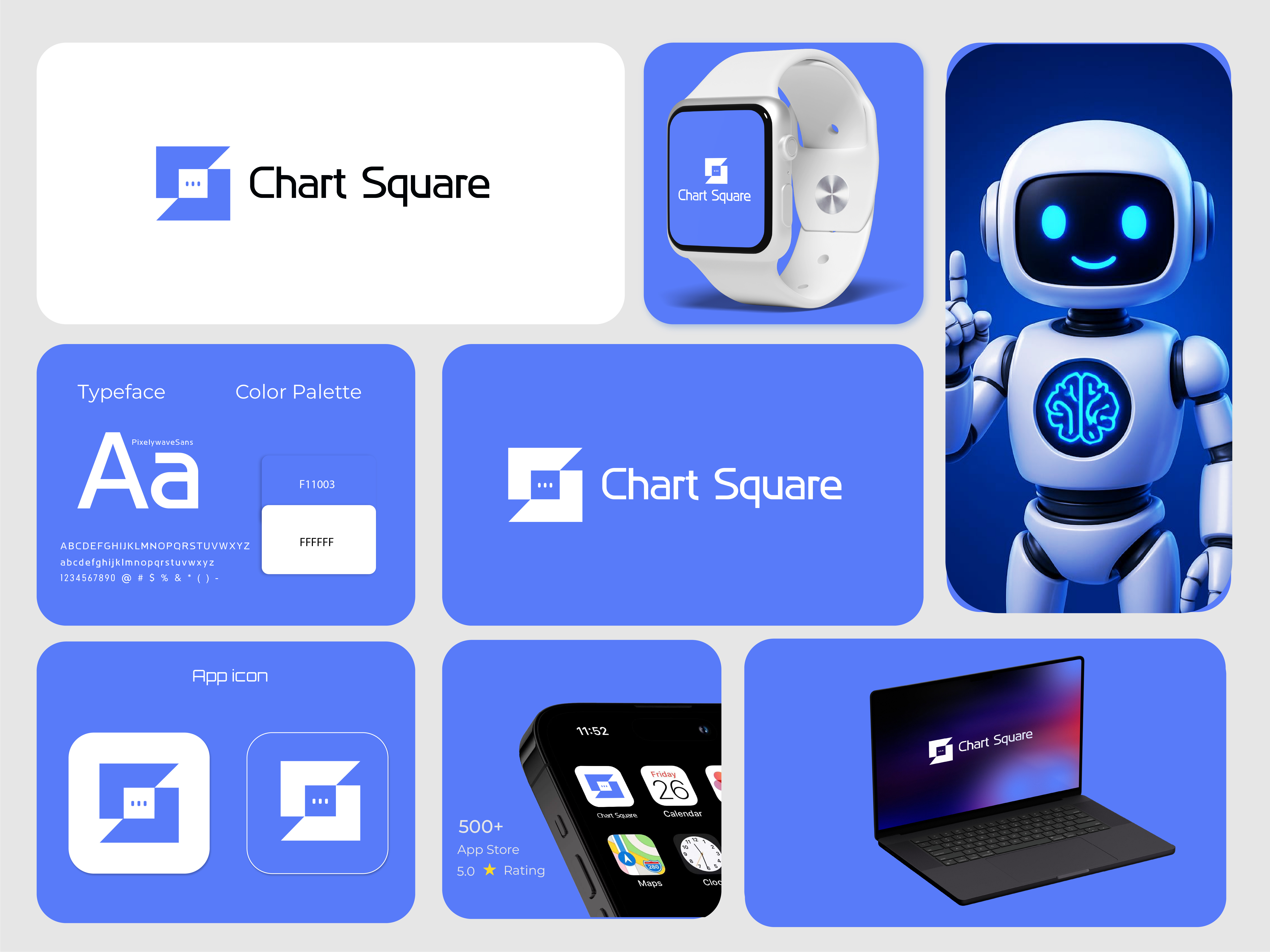 Chart Square - Modern AI Chatbot Brand Identity Design brand identity branding chart square chatbot logo logo logo design tech branding. uiux design