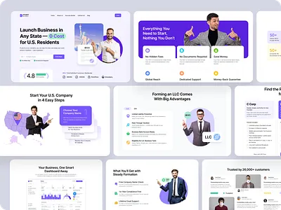 Business Formation Landing Page – SaaS Website UI Design conversion landing page figma website design. landing page design saas website ui startup website ui