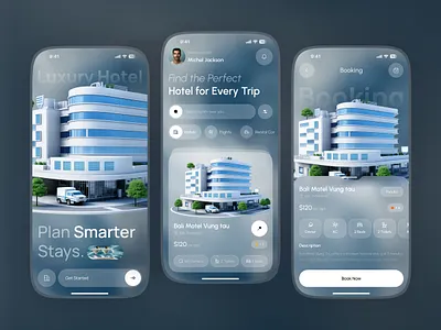 Luxury Hotel Booking – Travel Mobile App UI app concept booking app clean ui dashboard ui hotel booking app minimal ui mobile app design modern ui travel app travel ui ui design ux design