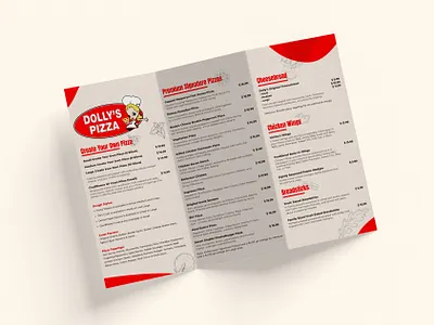 Dolly's Pizza branding design graphic design illustrator italian food menu menu design pizza menu restaurant menu