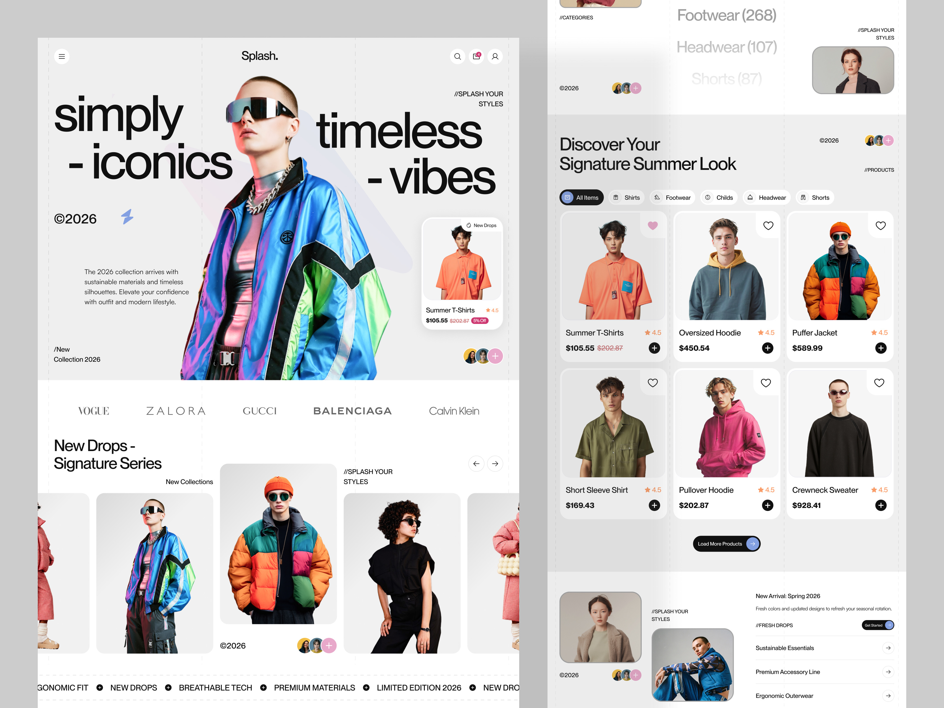 Splash - Fashion E-Commerce Website clean landing page clothing ecommerce exploration fashion graphic design haki haki studio landing page product shop store trending ui ui ux website