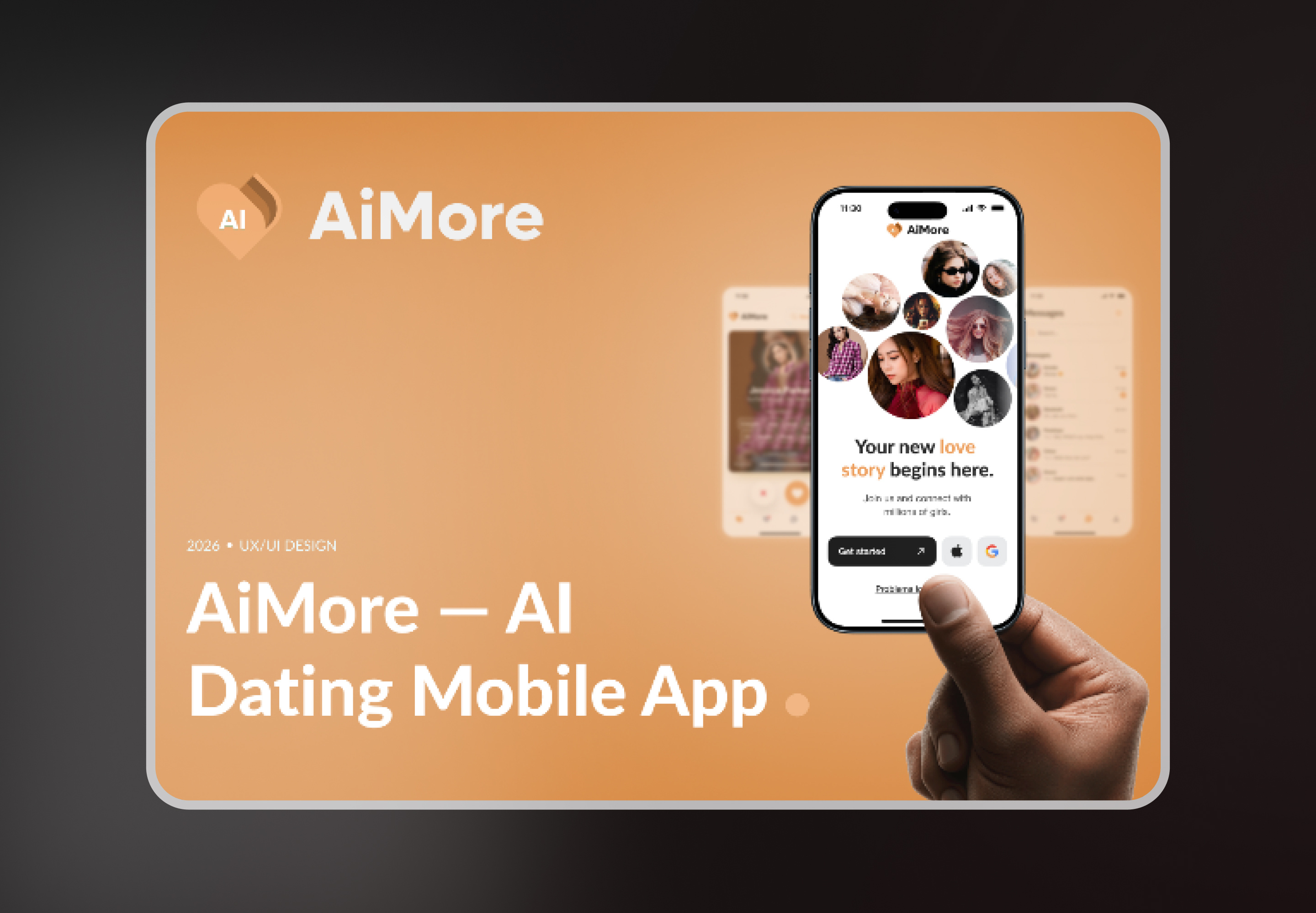 AiMore — AI Dating Mobile App | UX/UI Case Study ai app branding clean app dating app graphic design landing page mobile app modern app ui ux web design