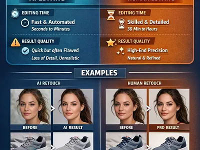 ⚡ AI vs Human Photo Retouching: Speed vs Quality graphic design image editing photo retouching