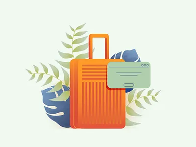 Ready for travel illustration suitcase travel tropics