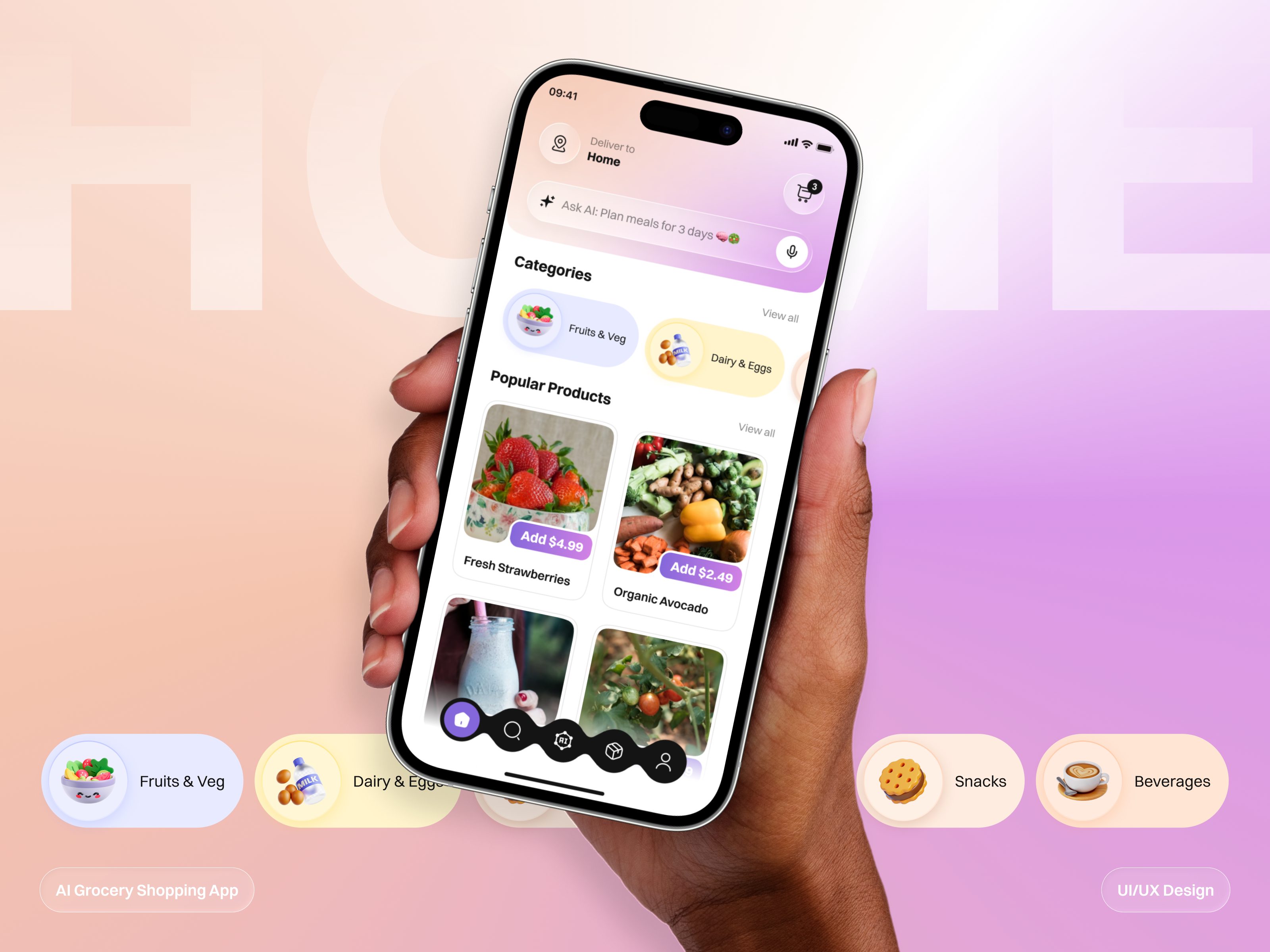 SmartGrocer : Elevating the Future of AI-Integrated Retail ai ai app app app design ecommerce design grocery grocery app ios mobile app mobile design product design smart shopping ui ui design ux uxdesign