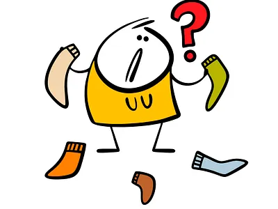 The eternal problem 2d drawing caricature cartoon icon clipart boy comic character poses creative idea doodle style eka panova emotions funny people graphic man hand drawn housewife person problem socks stick figure sticker for social network stickman vector illustration