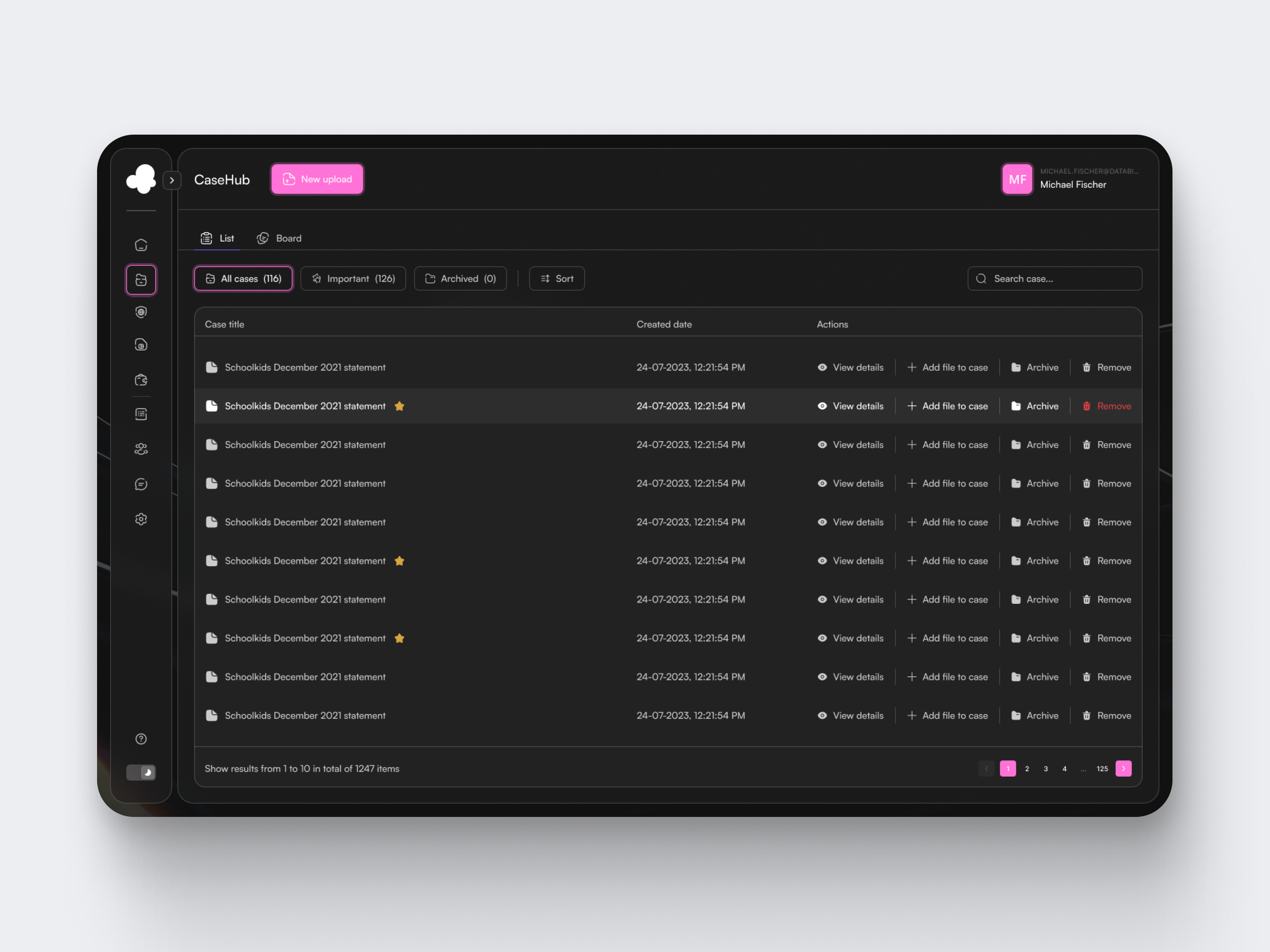 Intuitive Case Management Dashboard