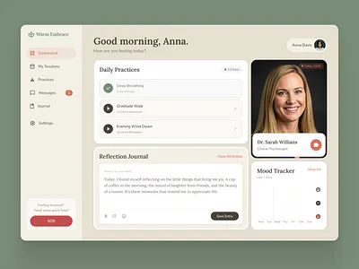 Mental Telehealth Web Dashboard — Therapy Portal UI dashboard design figma mental health ui