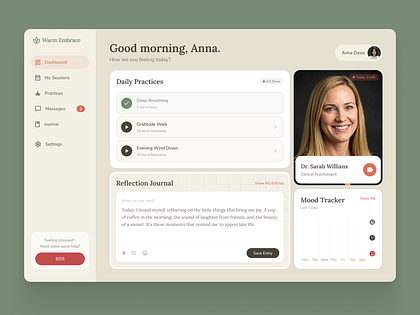 Mental Telehealth Web Dashboard — Therapy Portal UI