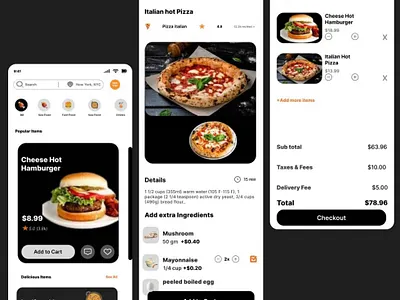 Food delivery app graphic design logo ui