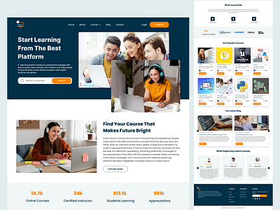 Online Course Landing Page certification clean design e learning e learning landing page education homepage homepage design landing page learning platform minimal online course price study testimonial ui uiux ux web