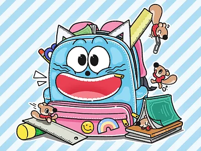 Back-to-School Backpack Friends – Cover Illustration backpack book cover character illustration children illustration cover illustration illust illustration playful
