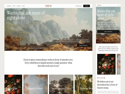 Verum - Art Gallery Landing Page 🎨 art gallery framer template art gallery landing page exhibition website design museum framer landing page museum website design
