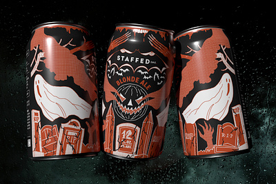 Staffed Inc. - Halloween Beer 3d canned beverage design graphic design illustration typography