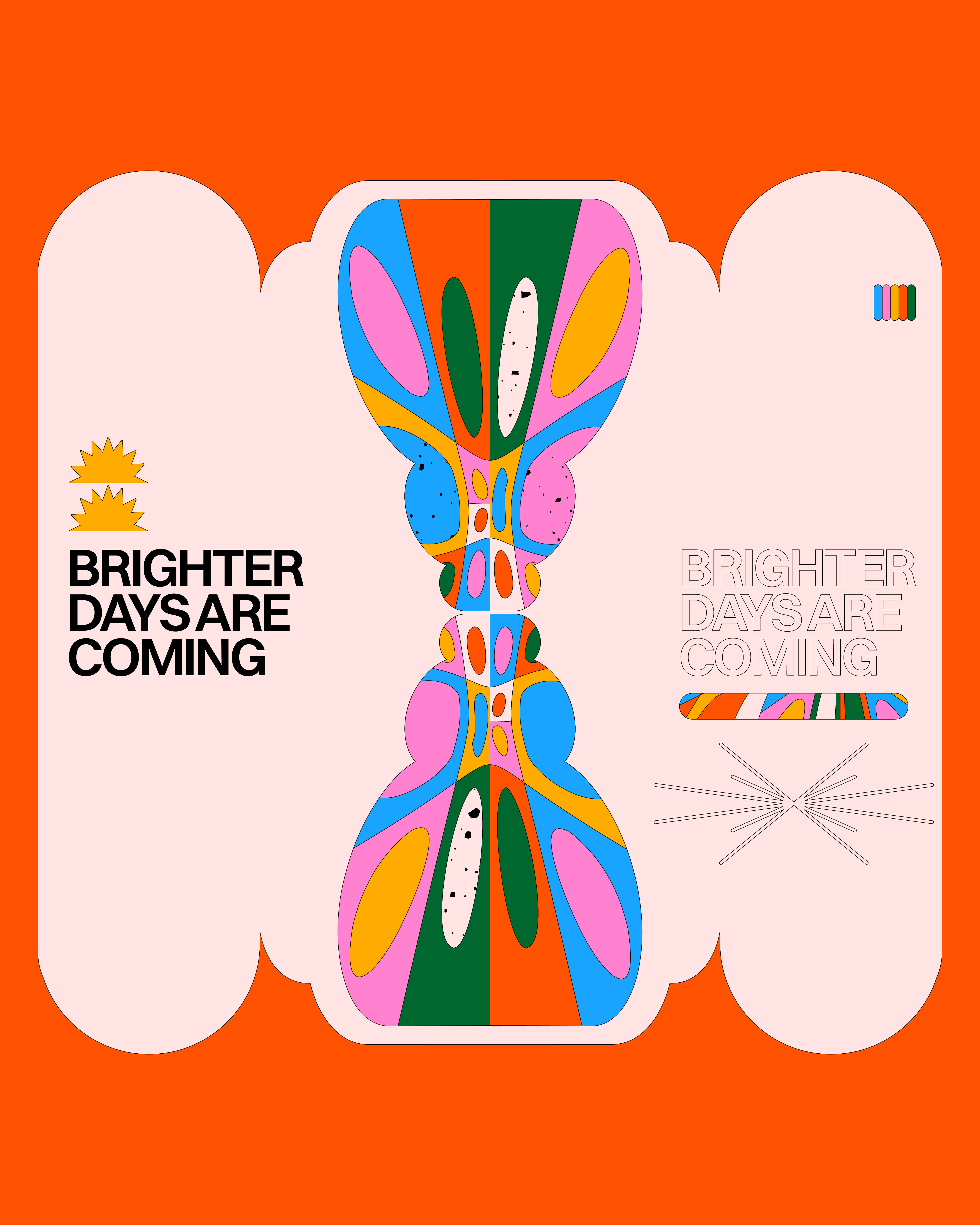 Brighter Days abstract art direction bright color combination color palette color prism colorful colors graphic design grid illustration optimism poster art print art rainbow symbols vector vector art vectorart