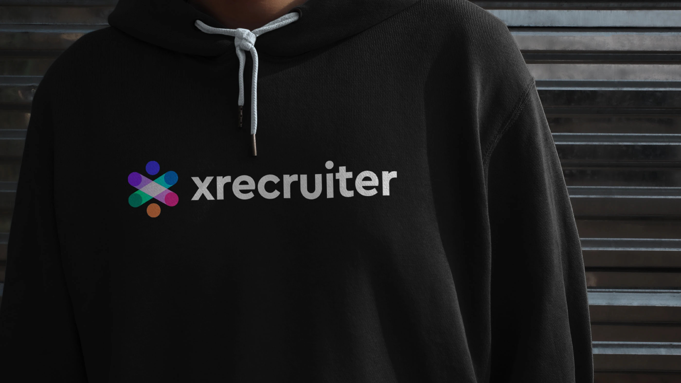 xrecruiter logo design branding colorful confident connection dots hexagon human resources icon letter logo modern network people recruiter recruiting tech hr x