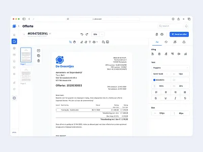 Quote Creation Workspace for B2B Document SaaS automation b2b business dashboard documents editor finance forms interface invoices management navigation platform productivity quotes saas tables ui ux workspace