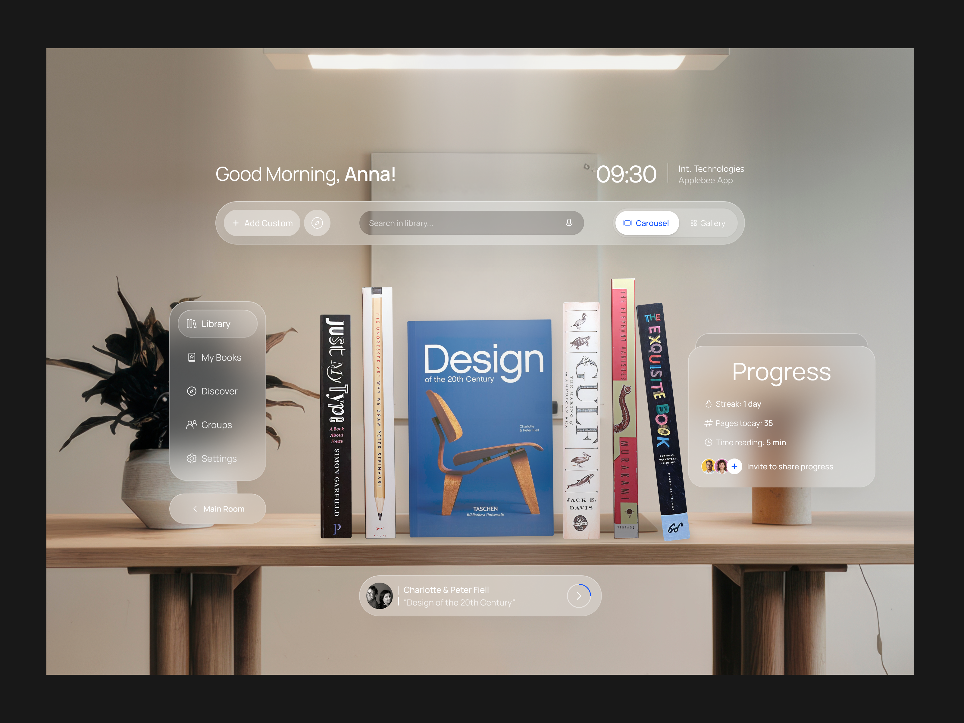 Applebee — Immersive Reading App Interface