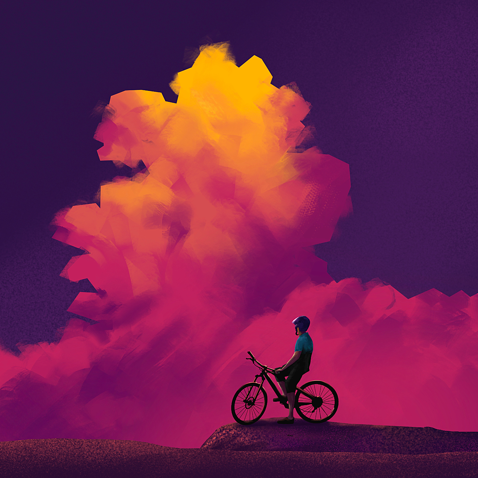 Cycling to the Mountains artwork bike character illustration cycling digital illustration illustration landscape illustration nature nature scene procreate art travel illustration