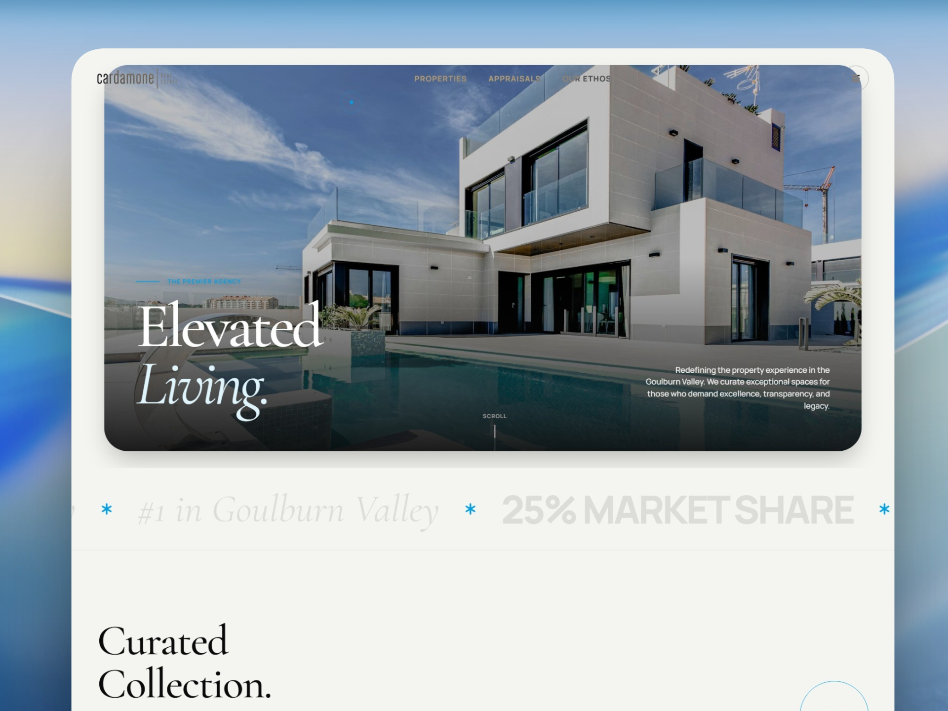 Luxury Real Estate Website UI Design figma landing page luxury living minimalist ui premium design property website real estate ui ui design ux design web design