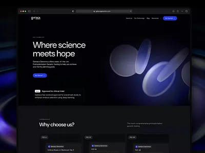 Gattaca Genomics - Website 3d agency animation clean clinic dark mode graphic design healthcare hero landing landing page modern ui webapp website