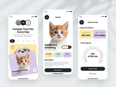 Pet Care App ✦ Happy Pets animal care app best app design cat dog mobile app mobile app design mobile app ux mobile application mobile design modern app ui pet app pet care pet care app product design smart pet app ui ui ux ux veterinary app