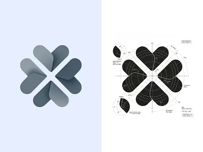 Folded Clover Logo – Minimal SaaS Startup Symbol Design appicon brandidentity fourleaflogo geometric logomark minimallogo saasbranding startupbrand techbranding techlogo