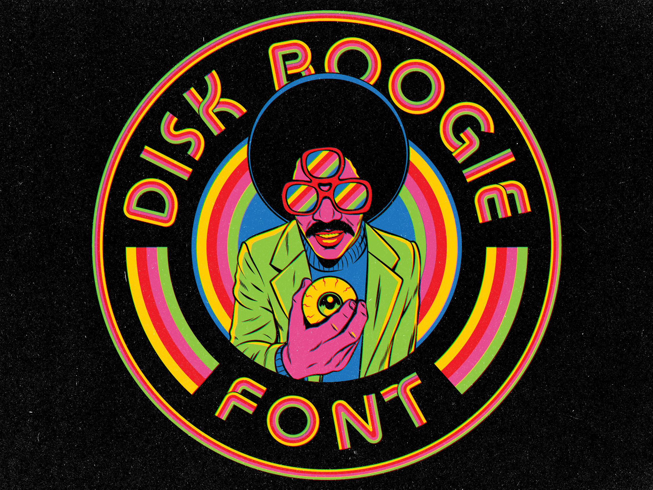 Disk Boogie Decorative Font boogie colorful design disco font fonte funky groovy psychedelic retro seventies type type design typeface typography vector vintage