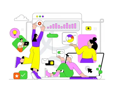 Startup Dashboard Illustration Concept analytics dashboard editorial illustration illustration landing page product design saas startup ui illustration vector illustration