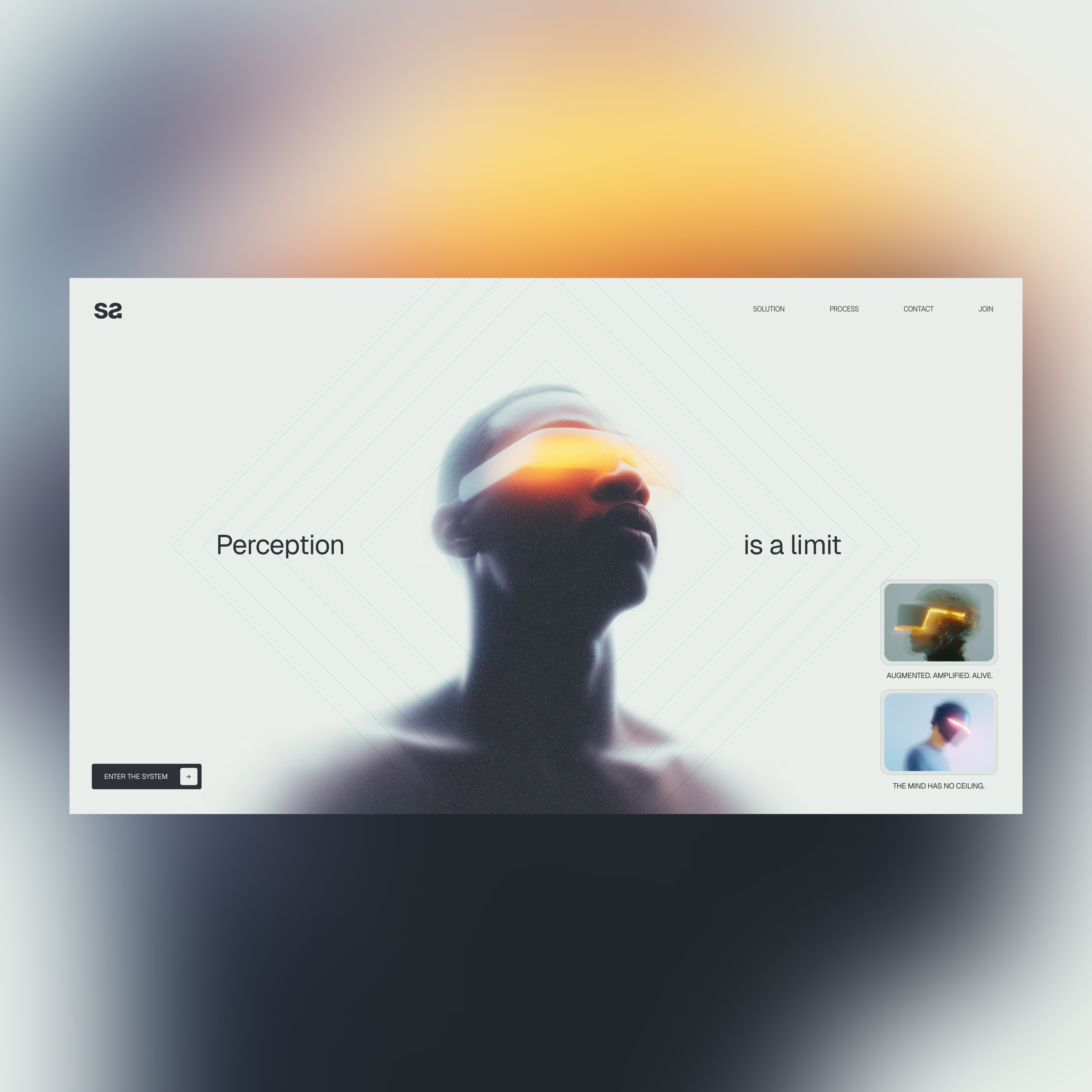 Perception Is A Limit — Futuristic AR/Tech Hero UI with Cinemati