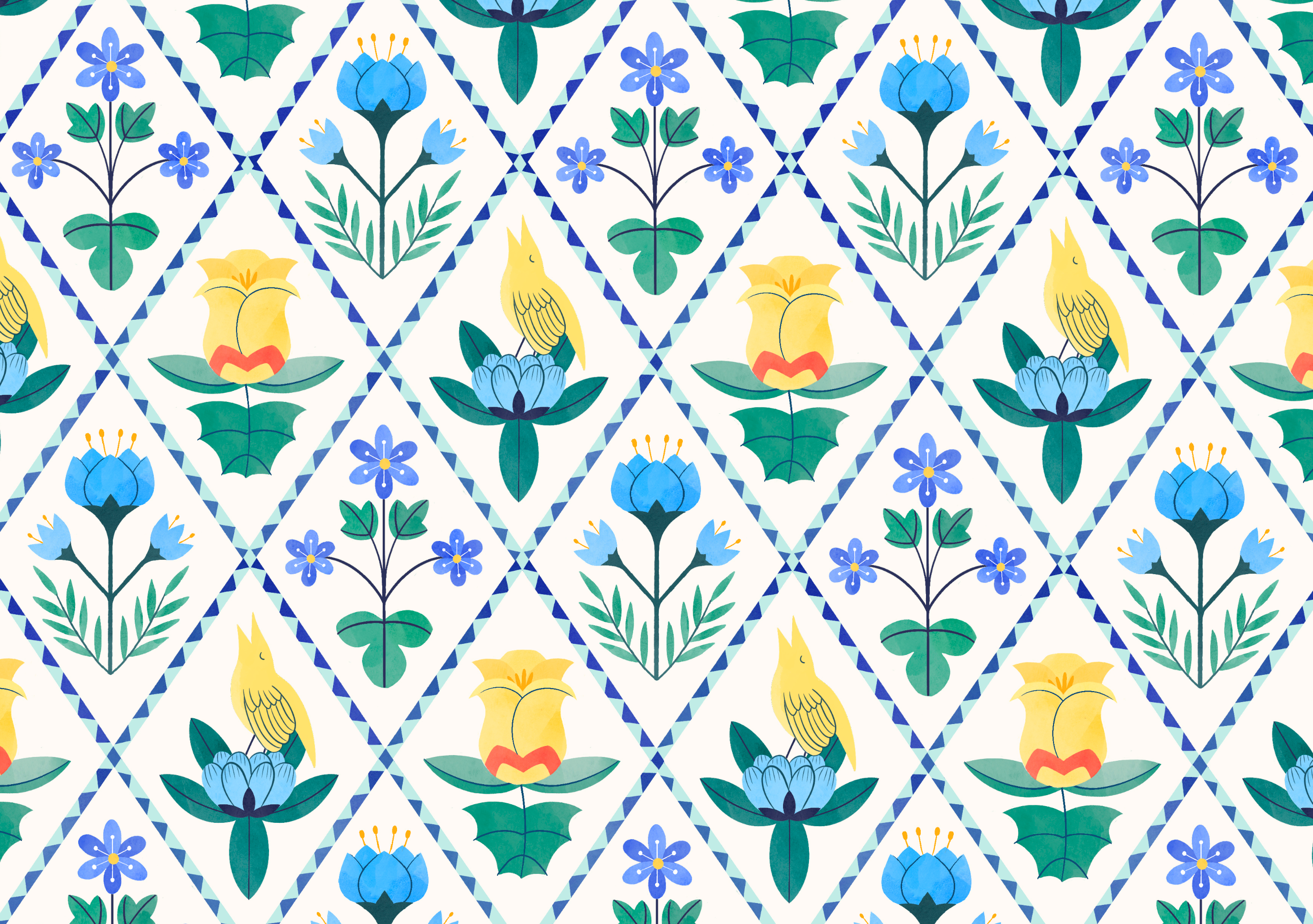 Brand illustrated flower pattern botanical boutique hotel brand illustration brand pattern flowers nature retro vintage wallpaper