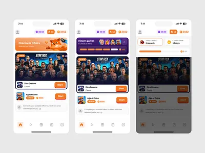 Play-To-Earn Daily Streak Gamification UI Design contractor daily streak freelancer games gamification illustration mobile mobile games play to earn product design rewards ui ux