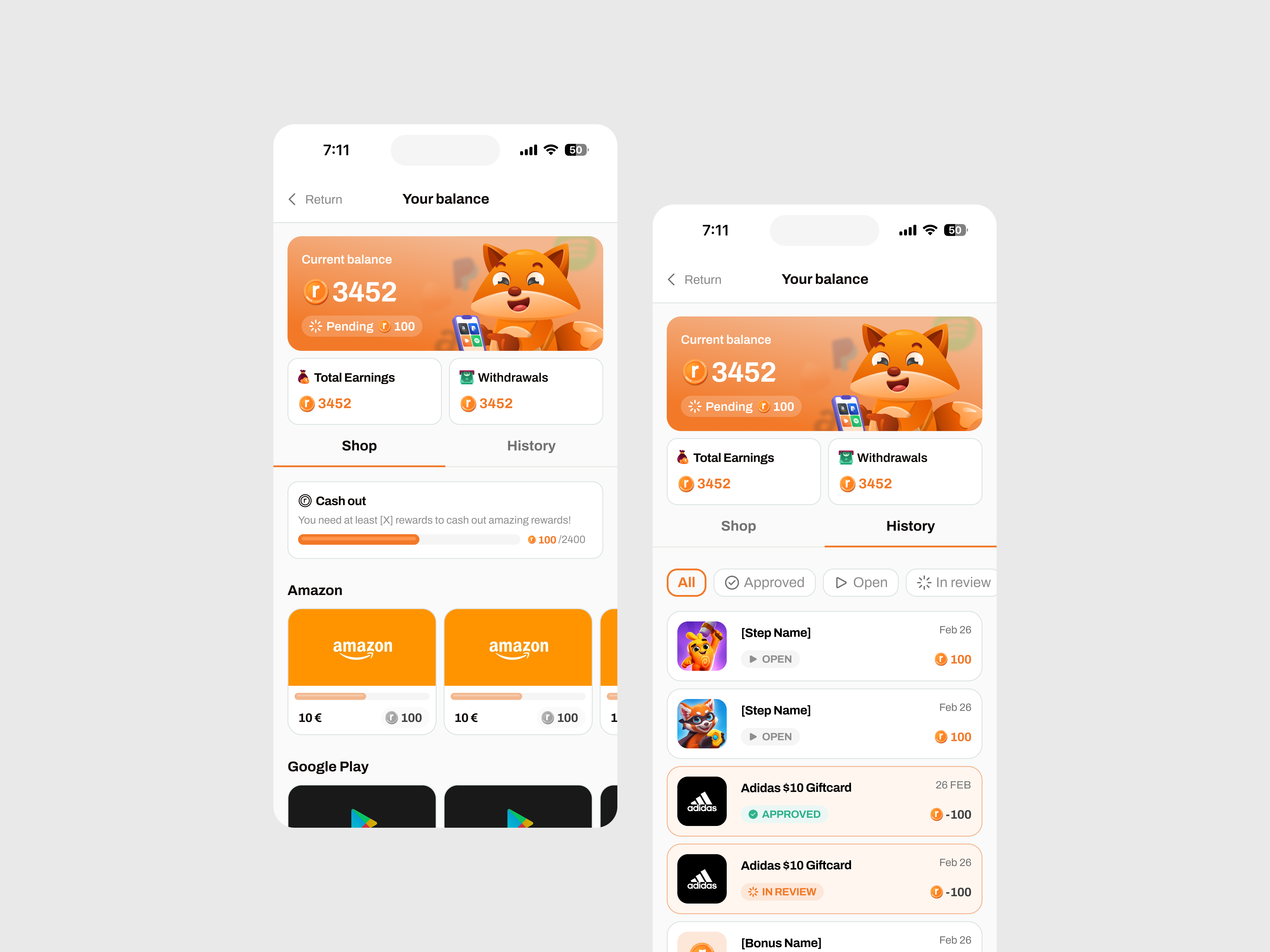 Example of Mobile App Gamification UX/UI Design