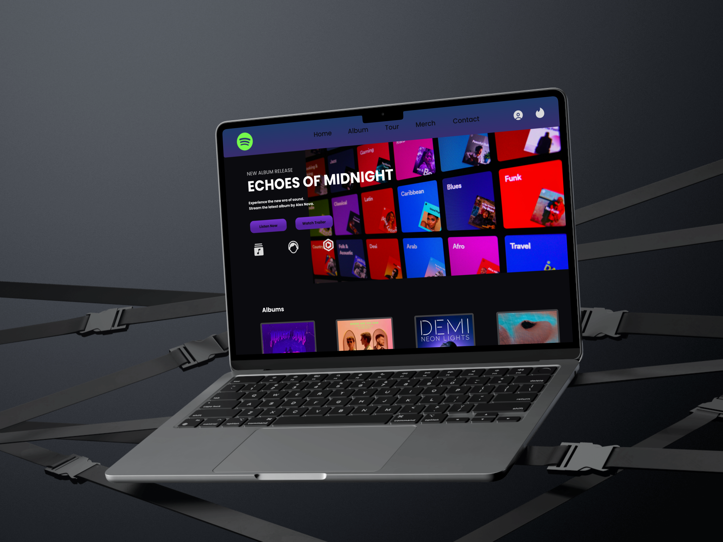 Daily UI #003 – Music Album Landing Page animation branding dailyui figma graphic design landingpage musicui uiux uxdesign webdesign