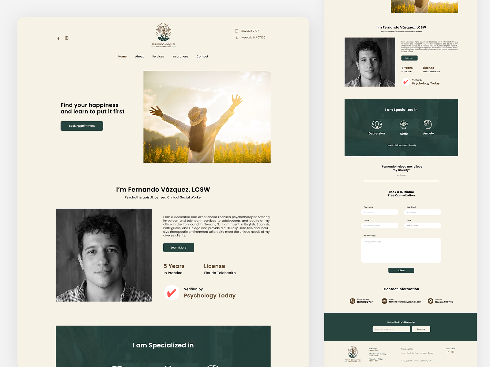 Mental Health Therapist Website UI Design graphic design ui