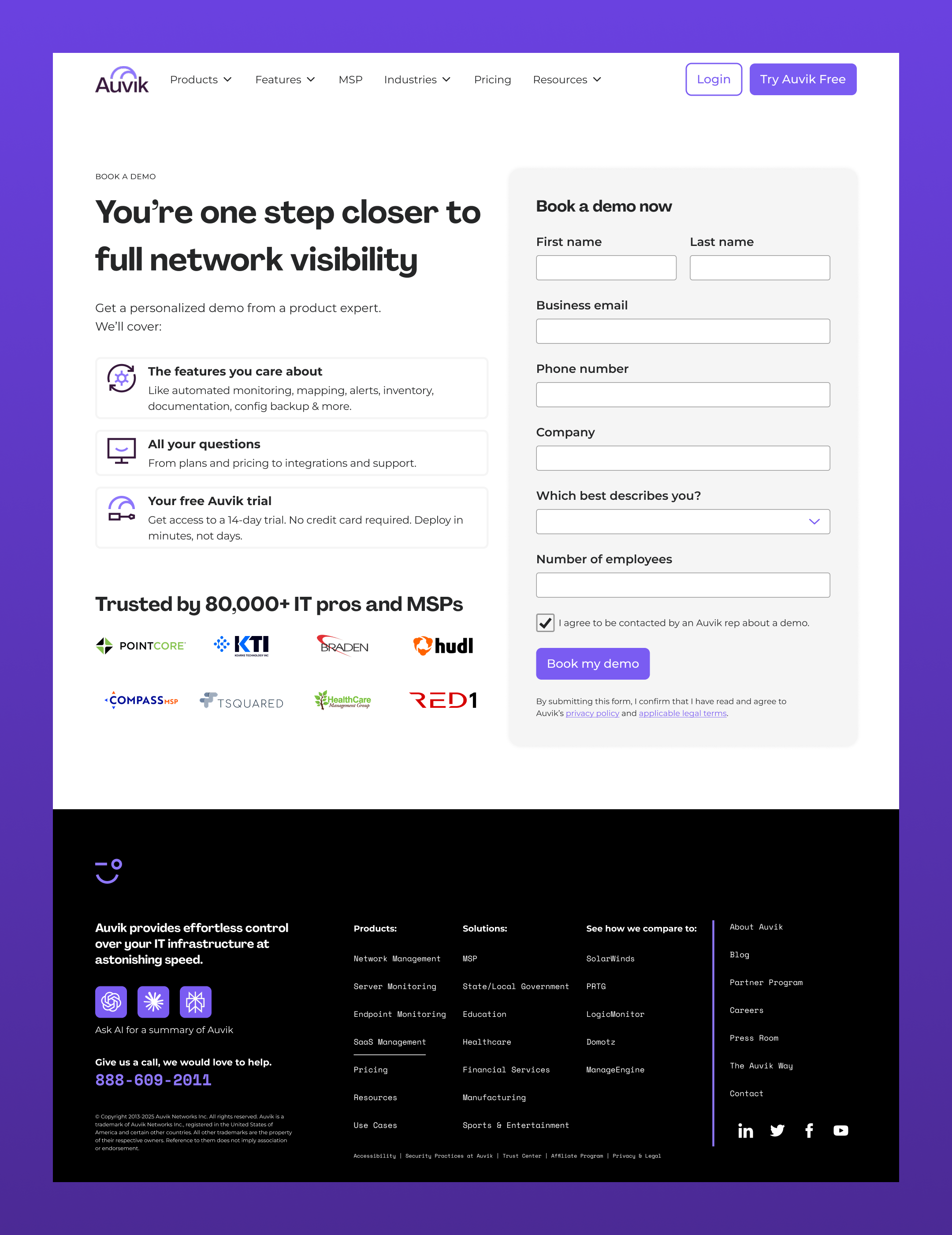 Example of Request A Demo Page Redesign