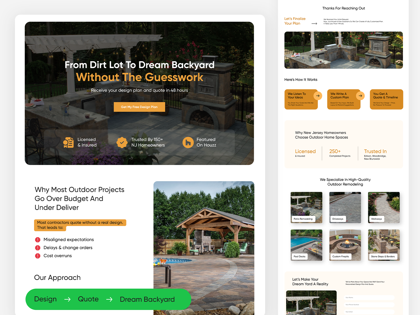 Lead Generation Landing Page contractor website home improvement home services lead generation marketing funnel ui web design